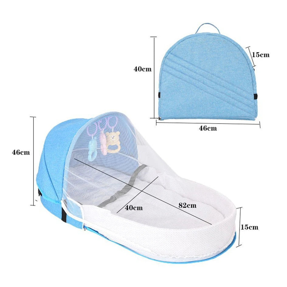Foldable Baby Mosquito Net Bassinet Infant Sleeping Basket For 0-24month