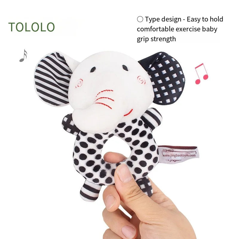 Newborn visual training black and white hand grip rattle exercise
