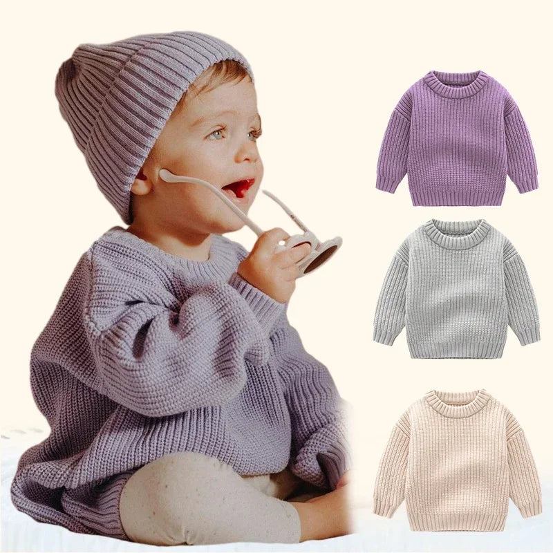 Baby Sweaters Solid Color Knitted Sweater