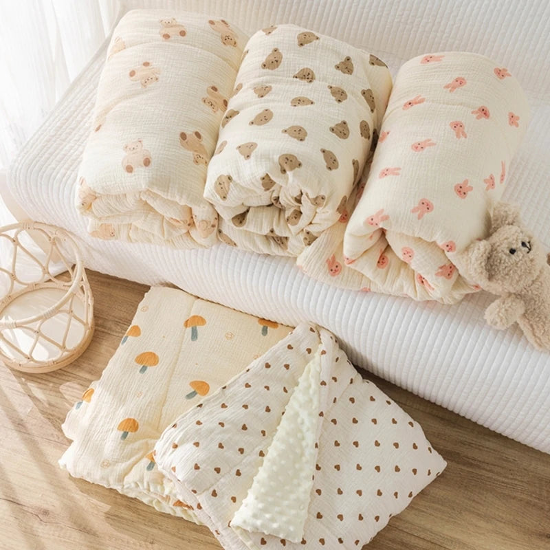 Baby Blanket & Swaddling Newborn Thermal Soft Blanket Winter Solid Bedding Set Cotton Quilt Infant Bedding