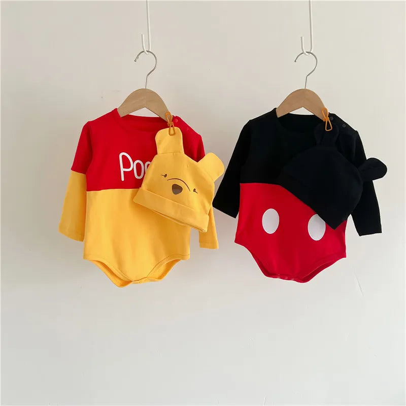 Spring 3pcs Set Cartoon Mickey Mouse Pooh Bodysuits
