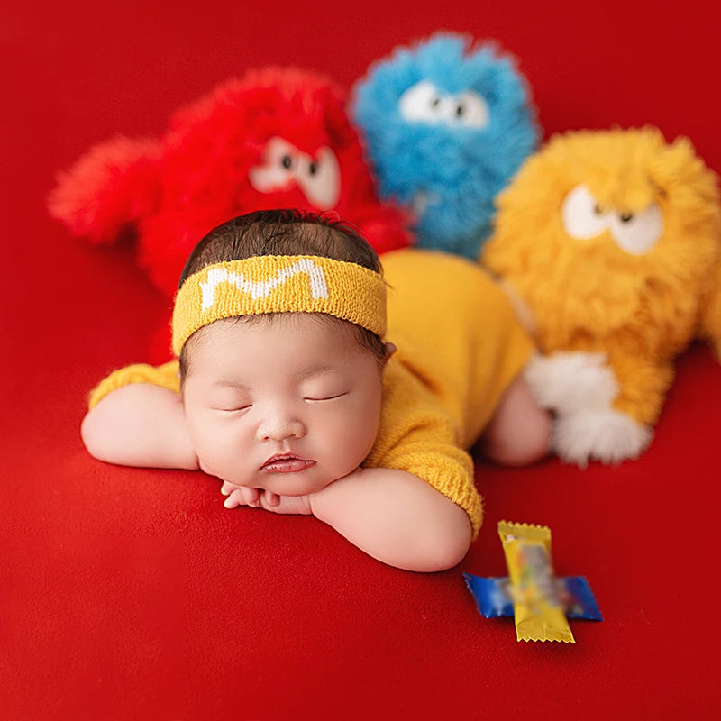 Newborn Photography Outfit Cute Knitted Sports Headband Theme Set