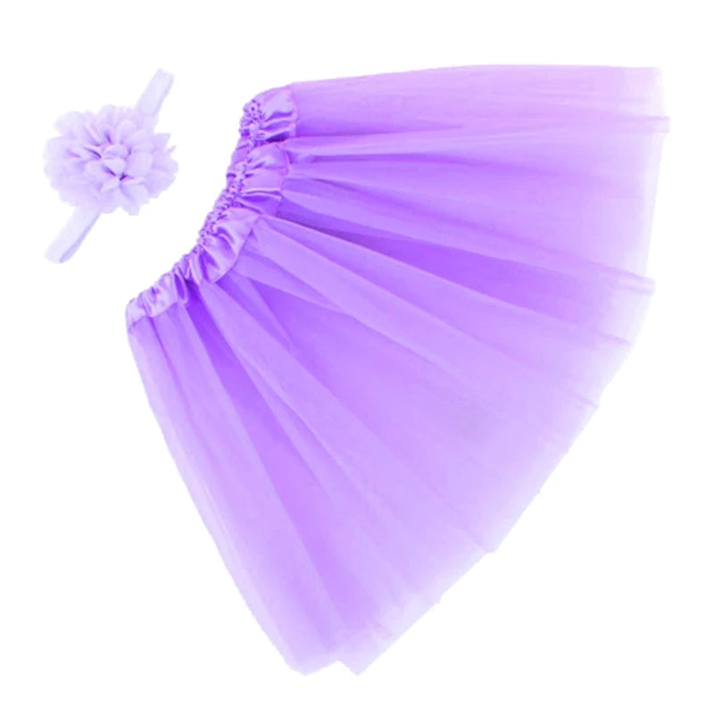 Newborn Hairband & Tulle Tutu Skirt Baby Photo Shooting Props