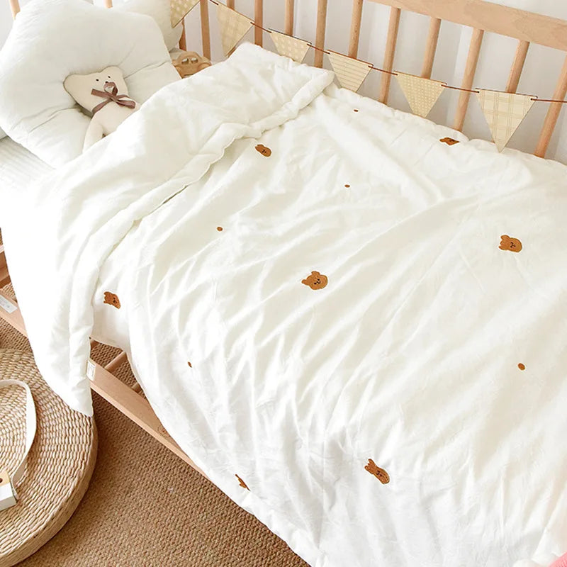 Pure Cotton Baby Winter Quilt Bear Embroidered Thicken Bedding Quilt
