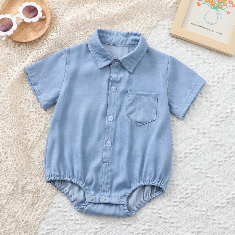 Summer Baby Gentleman Shirt Body Toddler Infant Bodysuit