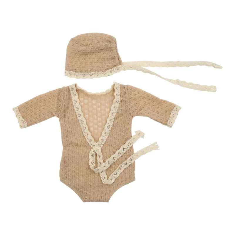 Knitting Mohair Photography Props Baby Outfits with Headwear