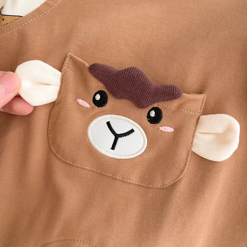 Autumn Ins Newborn Girl Onesies Cotton Soft Comfort Cartoon Print Cute Casual Infant Girl Jumpsuit Long Sleeve Baby Girls Parkas