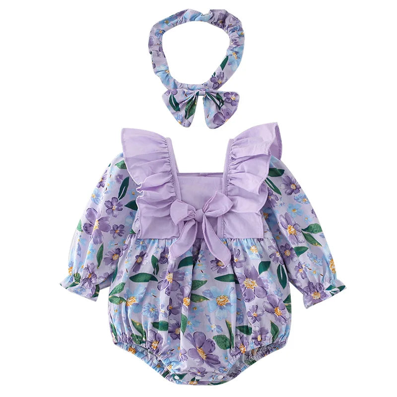 Pure Cotton Kids Onepiece Fashion Floral Baby Clothing