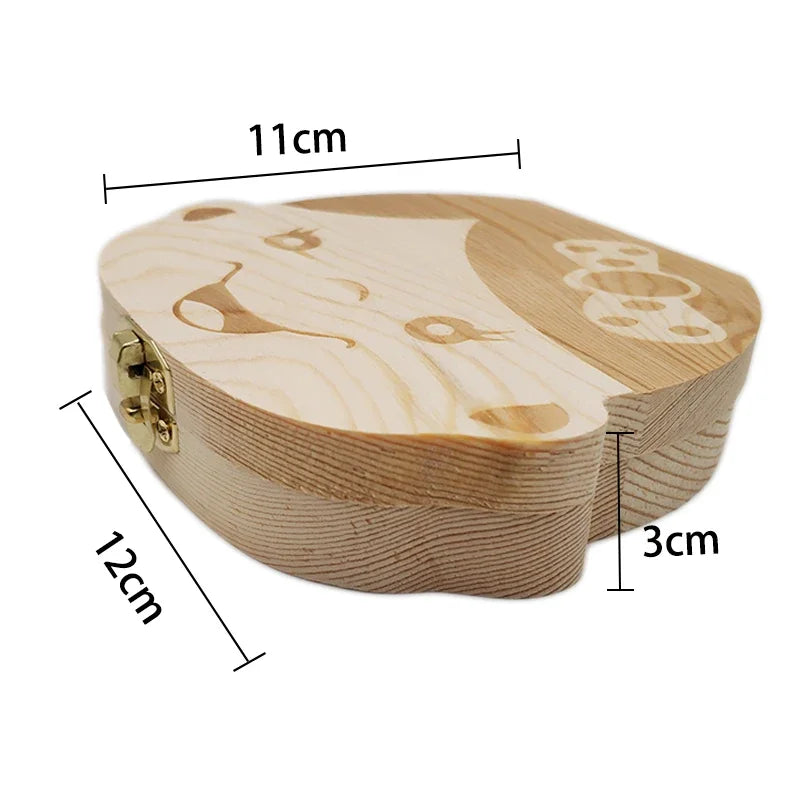 Baby Tooth Box Spanish/Dutch/French/German Wooden Teeth Organizer