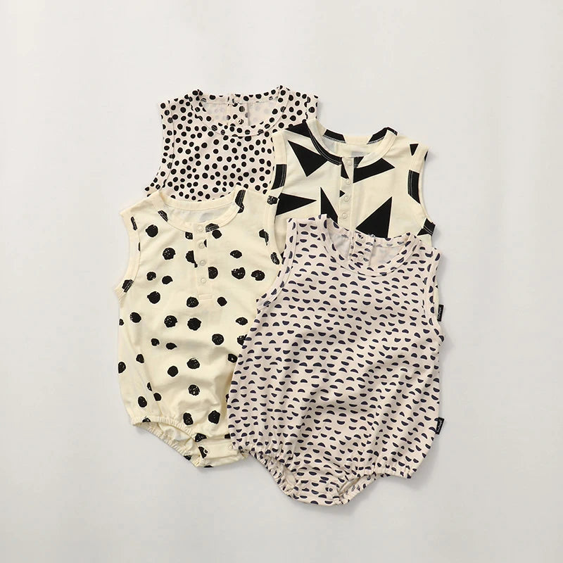 0-24M Summer Toddler Baby Bodysuits Cotton Leopard /Wave Dot Printing