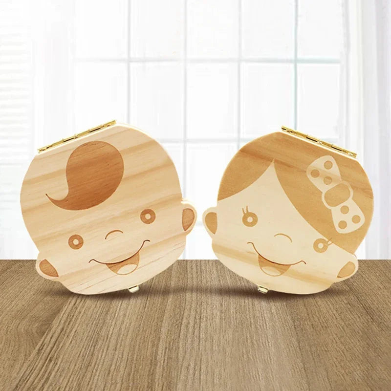 Baby Tooth Box Spanish/Dutch/French/German Wooden Teeth Organizer