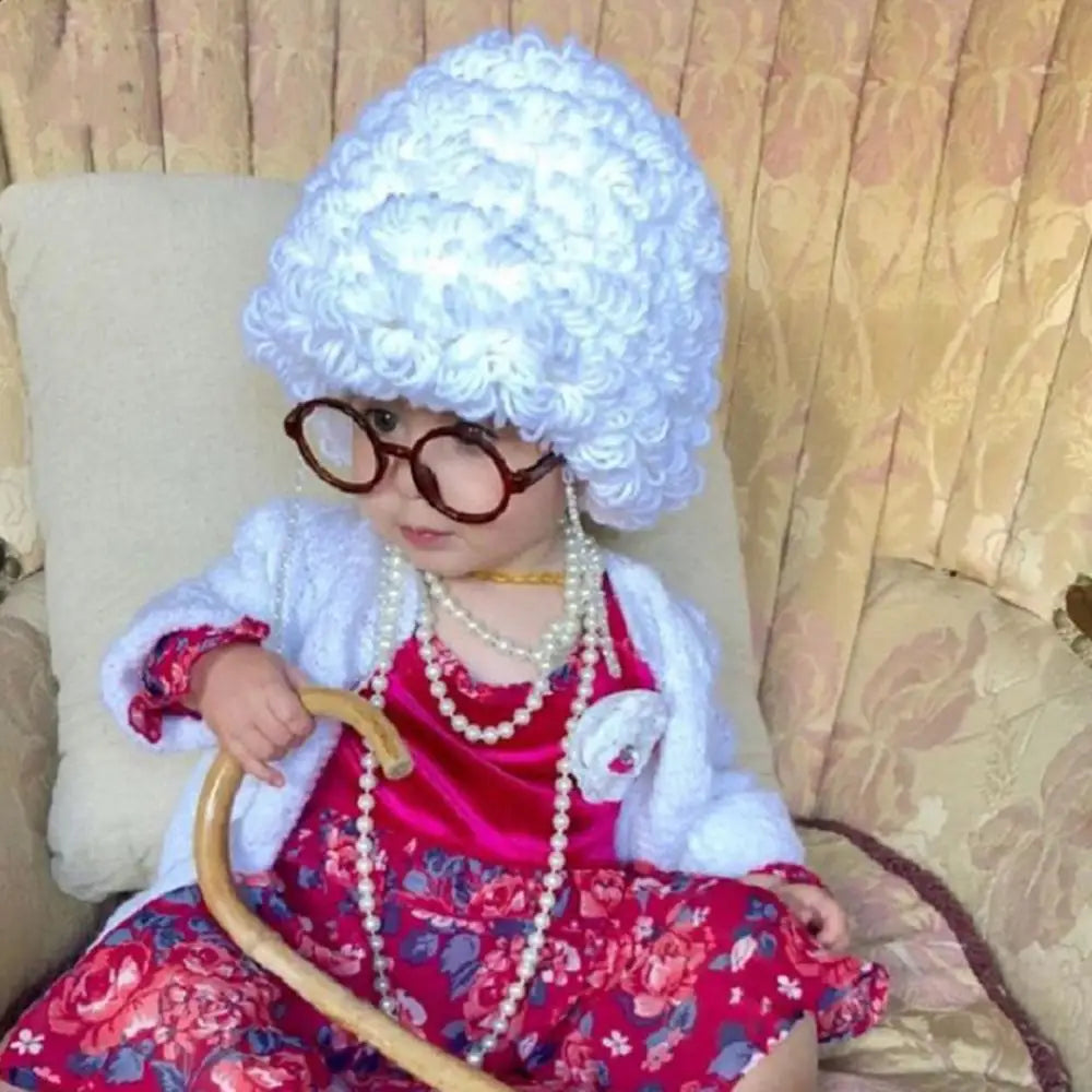 Little Granny Curly Hair Hat Newborn Photo Props Accessories