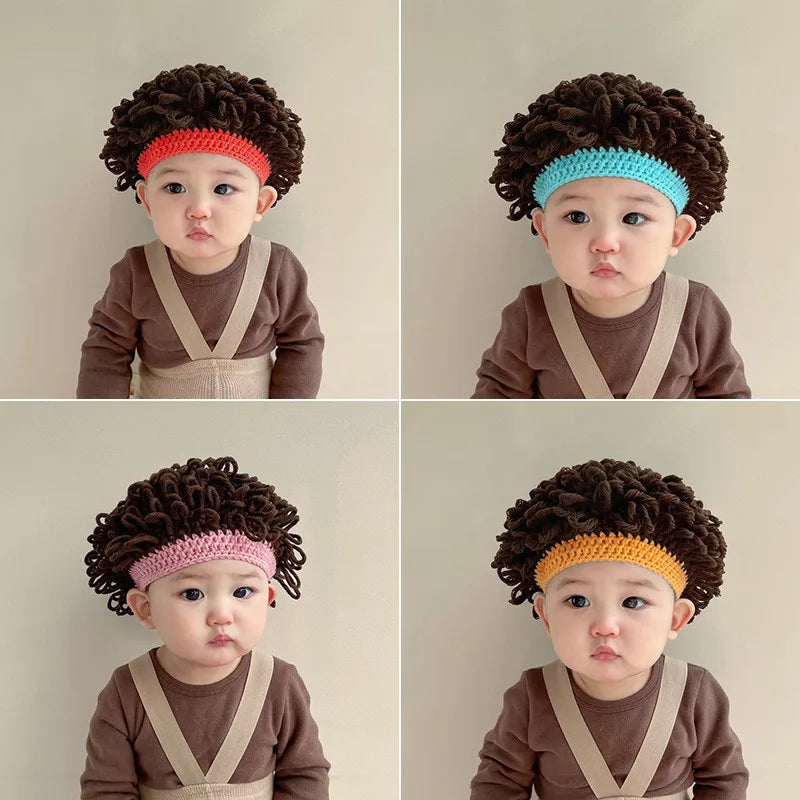 Baby photo Wig Cute short curly fan head baby hat