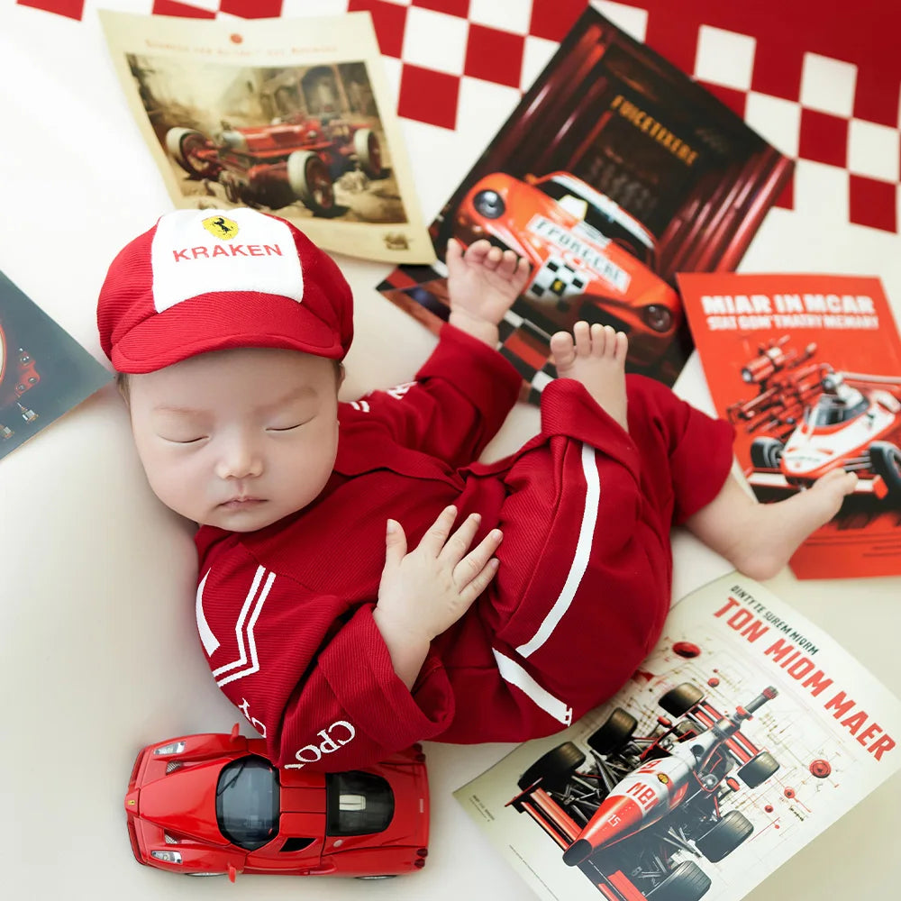 Newborn Photography Outfit Racing Theme Set Soft Cotton Racing Suit