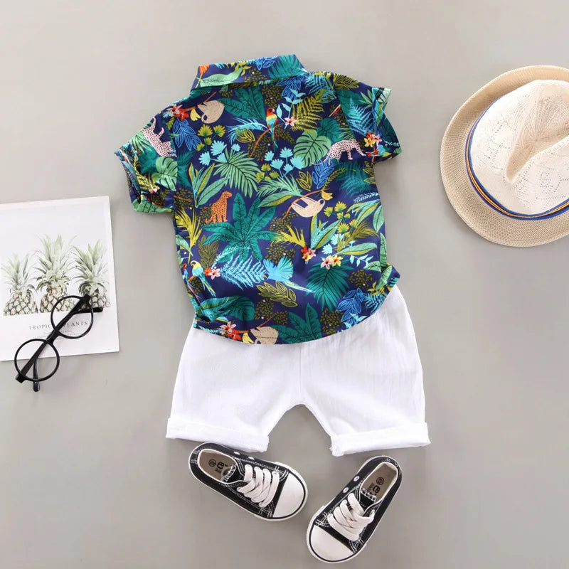Baby Boy Clothes 0-5 Years Printed Shirt Shorts Two-Piece Sets