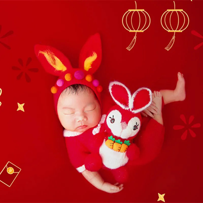 Newborn Photography Clothing Rabbit Hat Baby Outfits