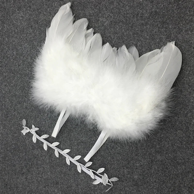 Angel Wings Feather Wings Baby Girl Flower Olive Headband