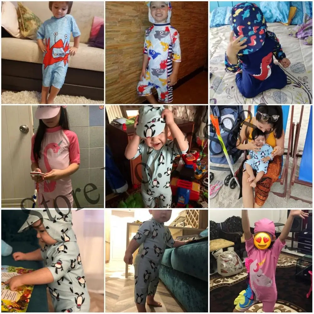 Baby boy swimwear with cap suit surfing Wear