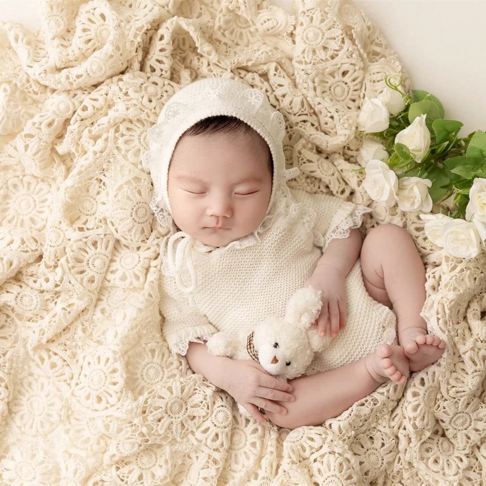 Lace Baby Blanket Newborn Photography Props Cotton