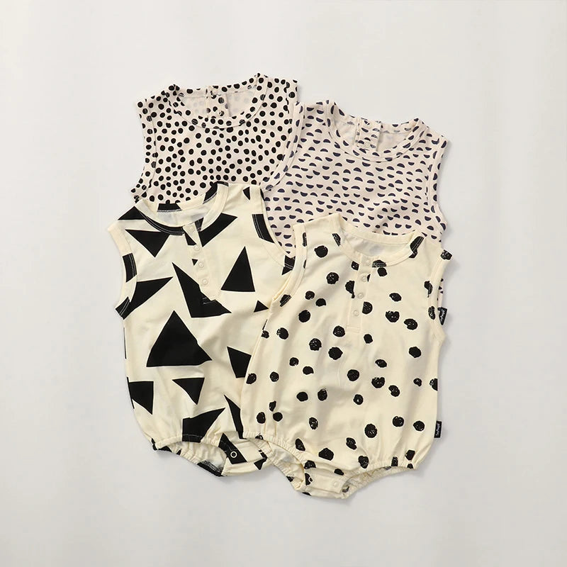 0-24M Summer Toddler Baby Bodysuits Cotton Leopard /Wave Dot Printing