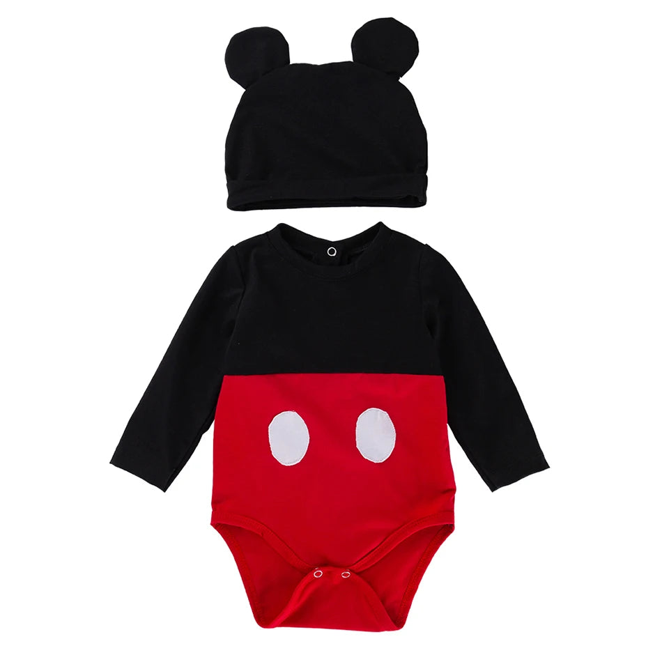 2024 Newborn Baby Dress Princess Minnie Mickey Set Summer Bodysuit