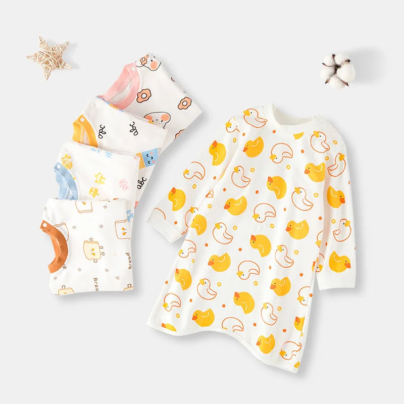 Baby Sleepwear Autumn Cartoon Printed Cotton Nightgowns
