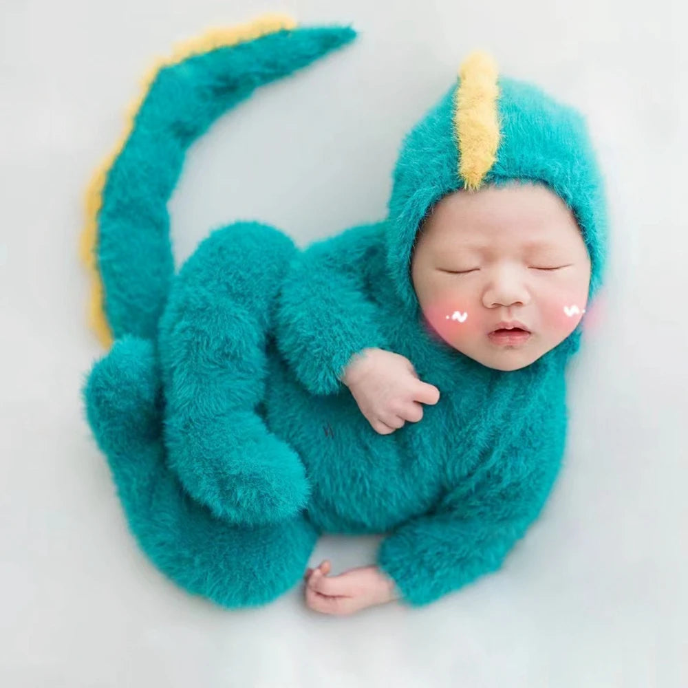 Footed Newborn Boy Dinosaur Romper Baby Photography Props