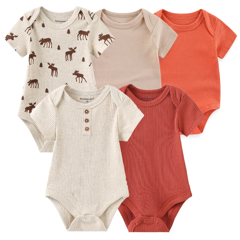 5Pieces Cotton Baby Boy Clothes Set Bodysuits
