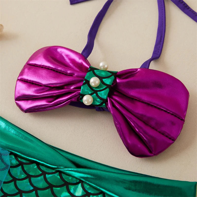 0-3 Years Baby Girls Swimsuit Cute Shell Pearl Halter Bikini Tops
