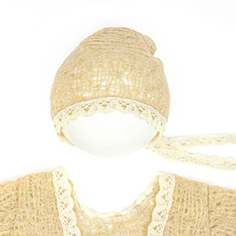 Knitting Mohair Photography Props Baby Outfits with Headwear