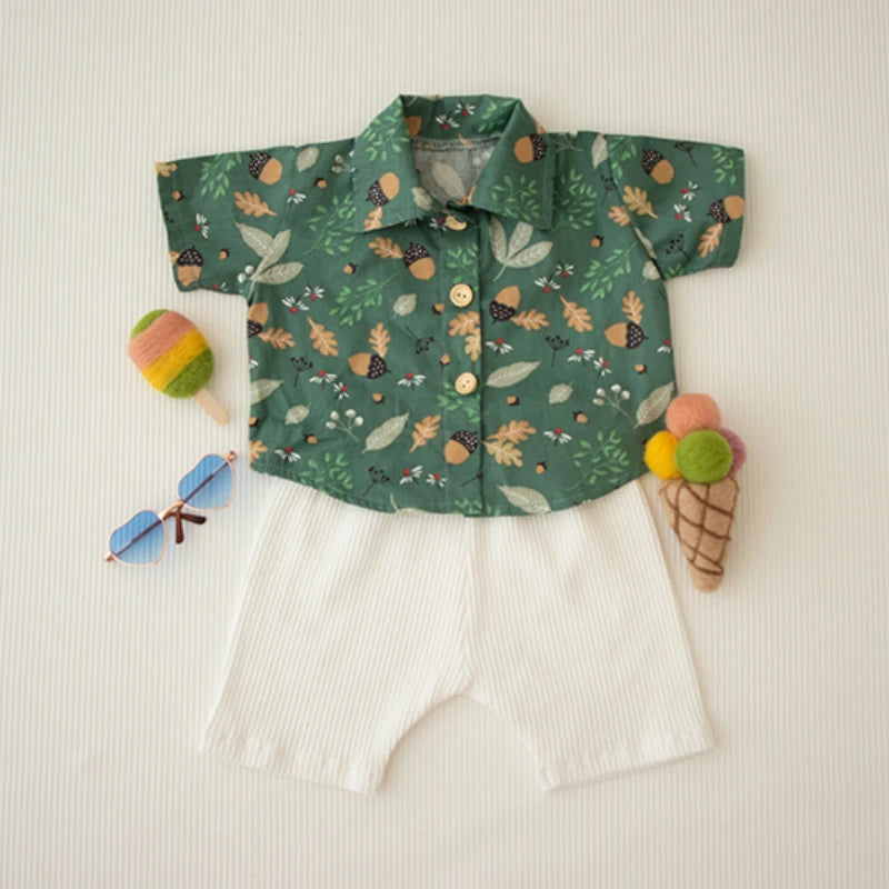 Summer Beach Vacation Style Printed Shirt Photography ニューボーンフォト