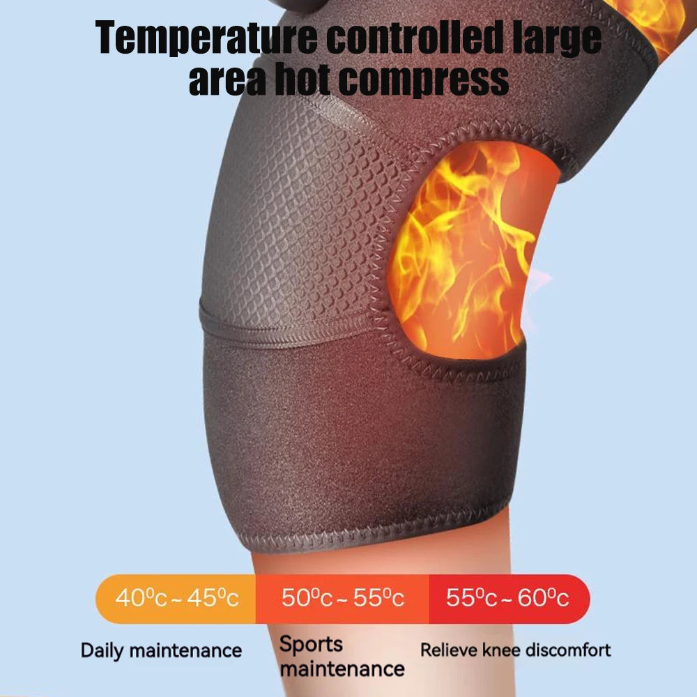 3 in 1 Thermal Knee Massager Shoulder Knee Elbow Heating Massage Support Brace Rechargeable Vibration Pad Arthritis Pain Relief