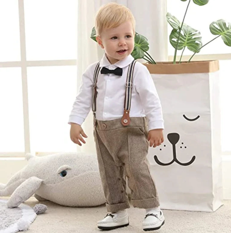 Newborn Gift Set Gentleman Romper Clothes Suit with Box 3 6 12 Months