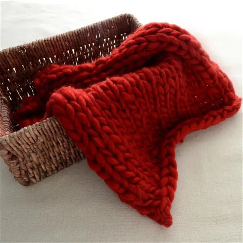 Newborn Knitted Wool Crochet Chunky Knit Blanket Basket
