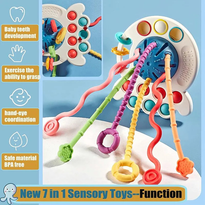 Montessori Sensory Toys Silicone Pull String Toys Baby Activity
