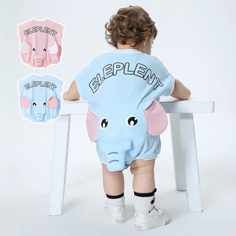 Summer Newborn Baby Cartoon Elephant Outfits Toddler Playsuits