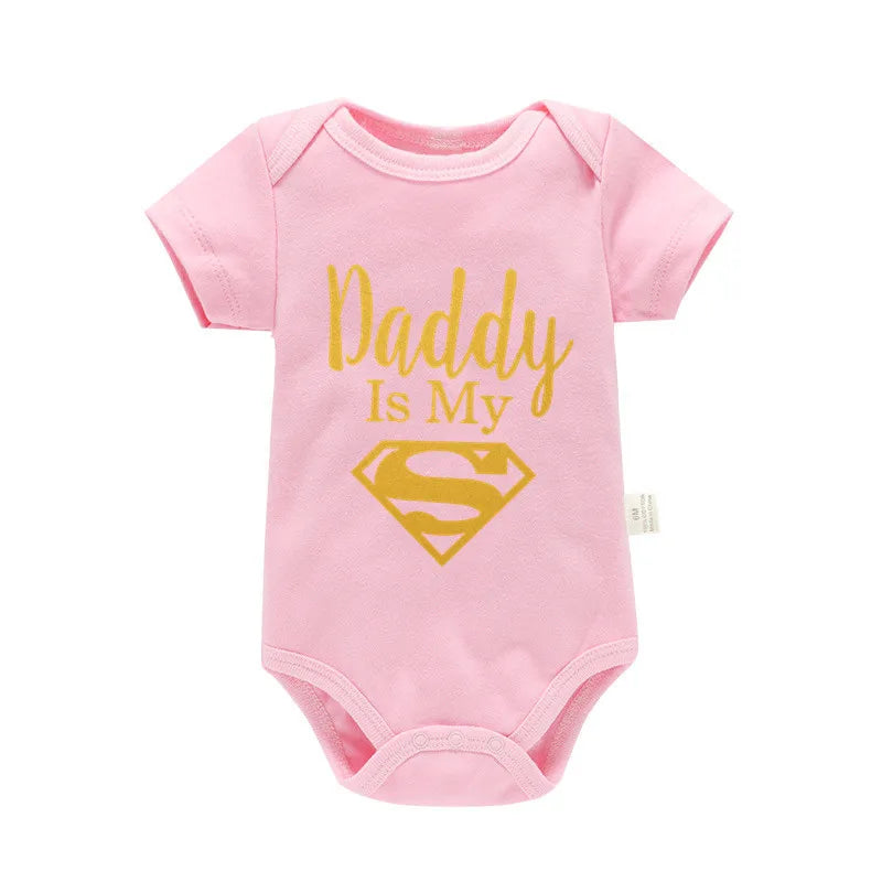 Daddy Is My Hero Funny Print Infant Baby Bodysuit