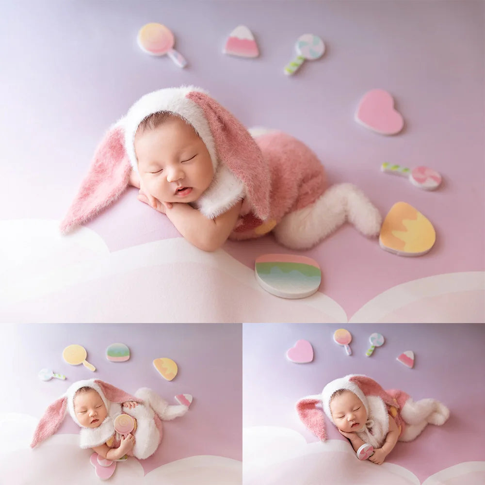 Newborn Cute Bunny Knitted Wool Jumpsuit Lop Rabbit Hat Outfit