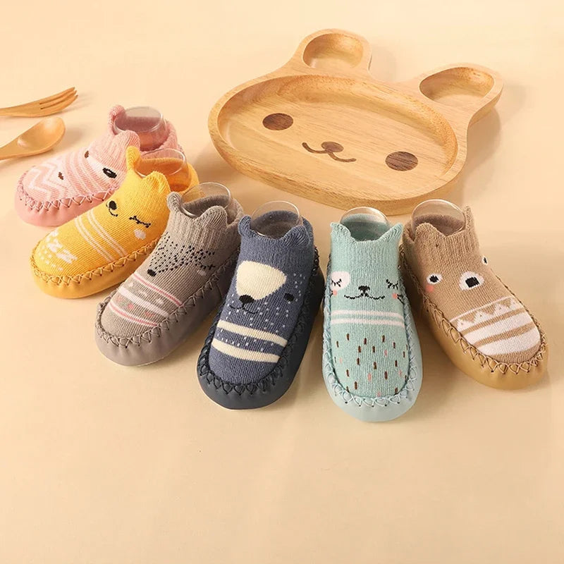 2023 New Born Baby Socks with Rubber Soles Infant Baby Girls Boys Shoes Spring Autumn Baby Floor Socks Anti Slip Soft Sole Sock