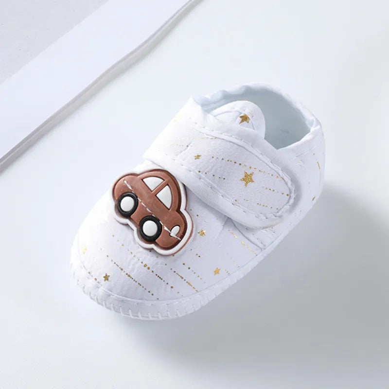Korean Style Cartoon Car Pattern Soft Shoes (0-8 Months)
