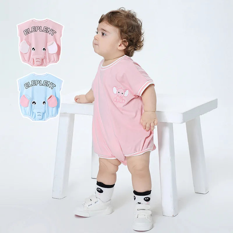 Summer Newborn Baby Cartoon Elephant Outfits Toddler Playsuits