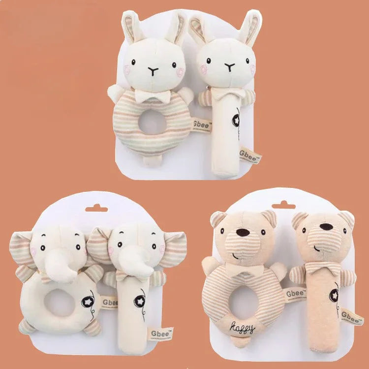 Baby Rattles Soft Cartoon Cute Plush Animal Rattles Toys