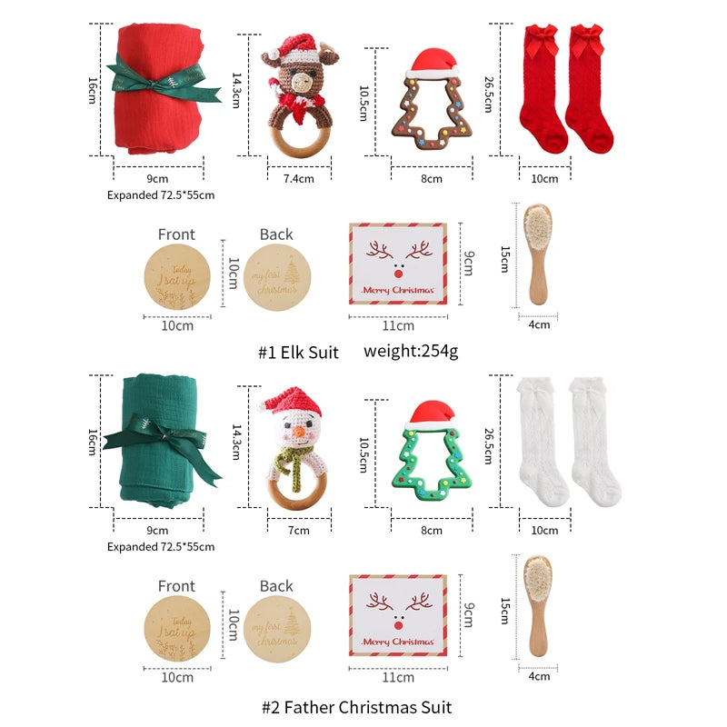 Newborn Christmas Bath Toy Bath Towel Cotton Blanket Brush Gift For Baby