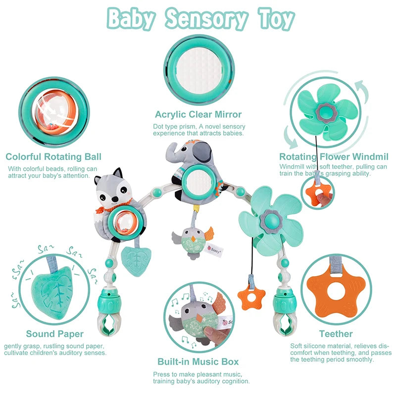 Baby Crib Musical Animal Foldable Travel Car Seat Toy