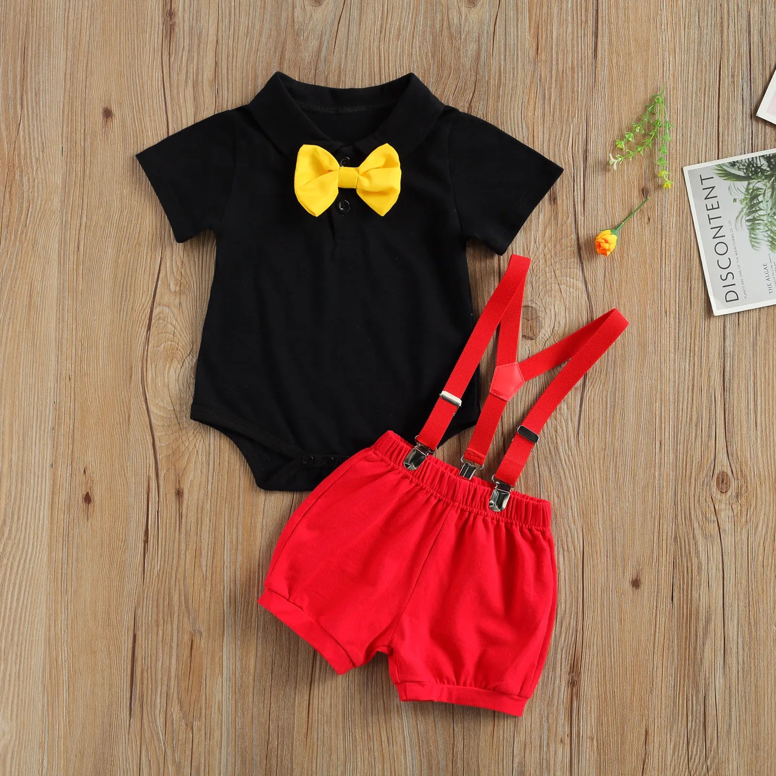 Summer Baby Boys Clothes Gentleman Set Bow Tie Short Pants 2Pcs