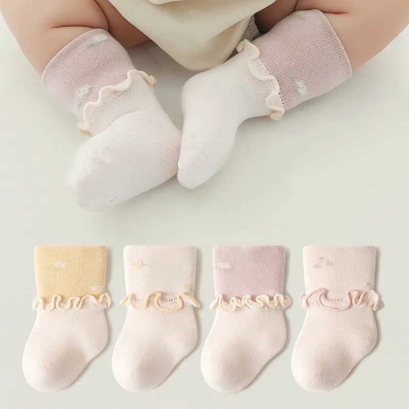 Newborn Infants Frilly Socks Soft Girls Cotton Sock