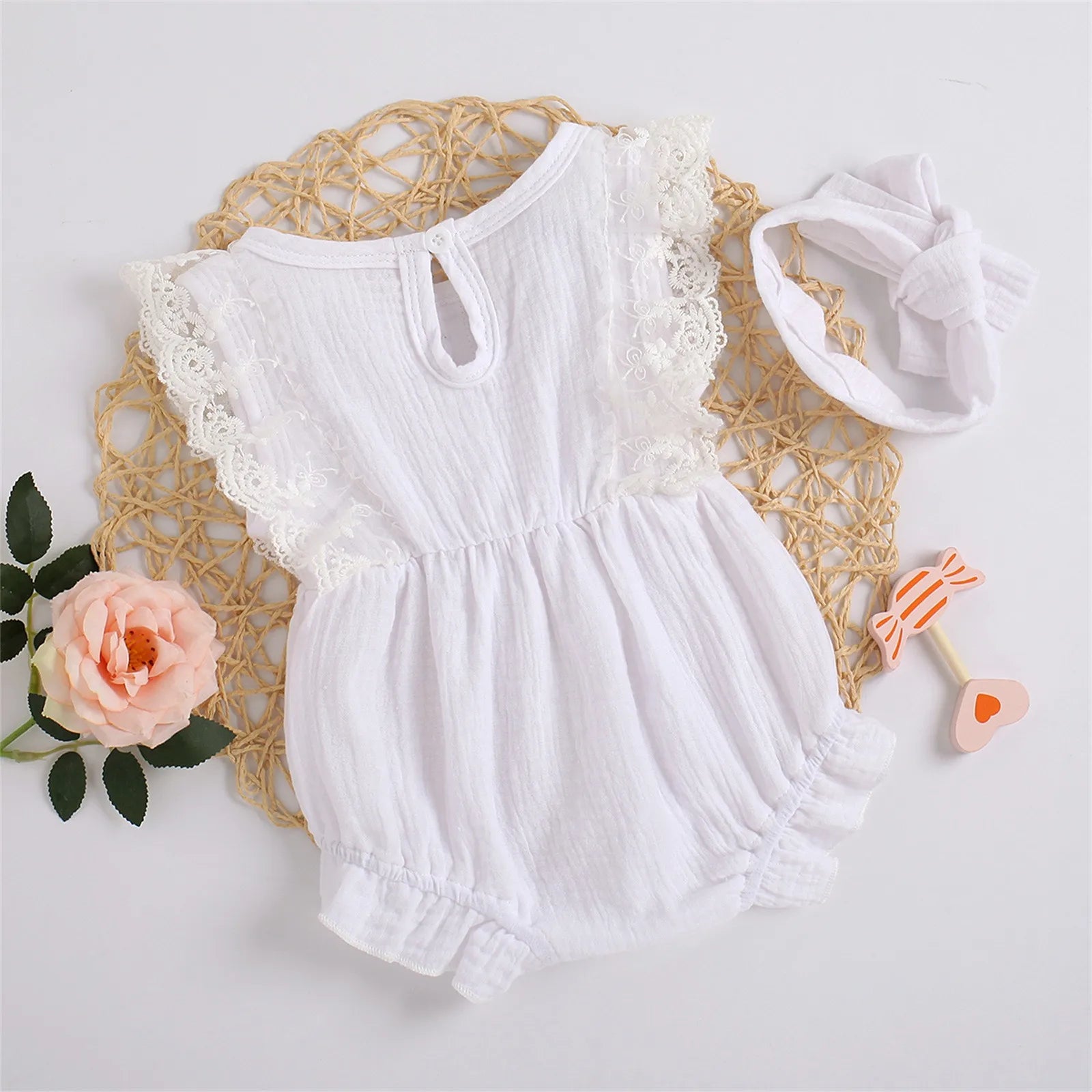 0-18Month Infant Baby Girls Cotton Button Sleeveless Bodysuit