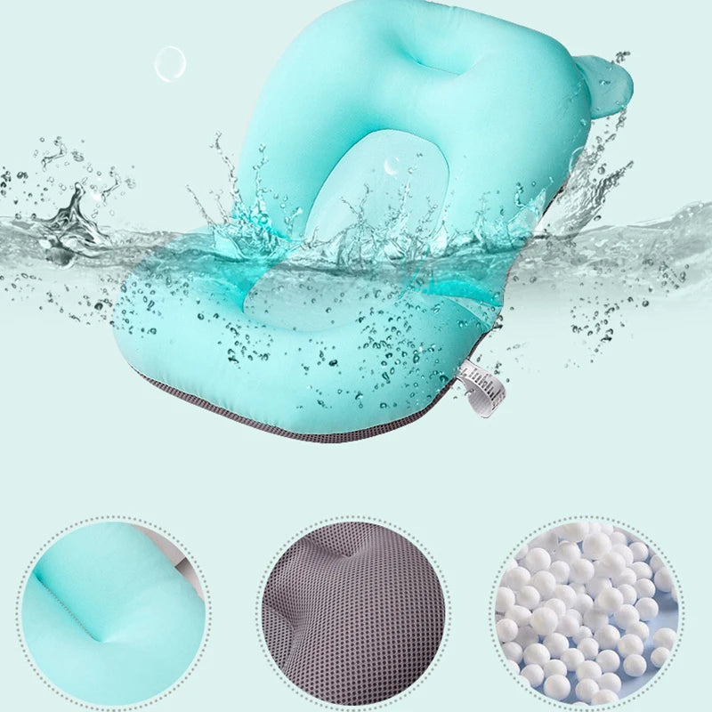 Baby Bath Seat Support Mat Foldable Baby Bath Tub Pad & Chair Newborn Bathtub Pillow Infant Anti-Slip Soft Comfort Body Cushion