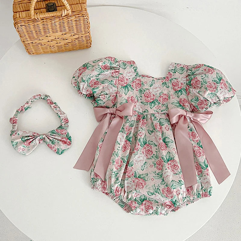 Flower Printed Toddler Baby Girls Sister Dress Summer
