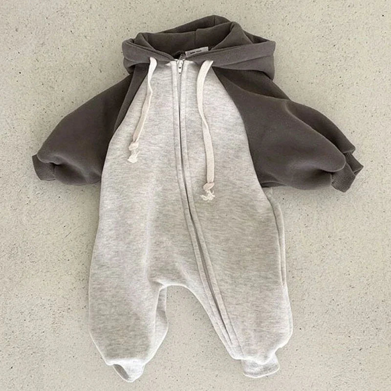 0-3Y Baby Boys Hooded Jumpsuits With Zipper